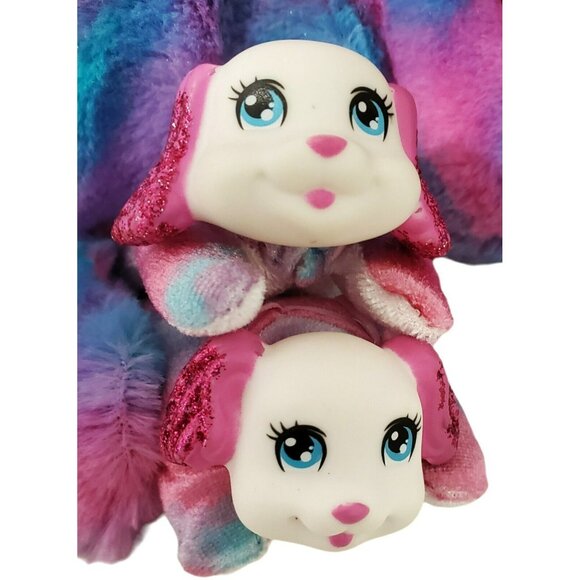 Puppy Surprise Dog + 2 Puppies Plush Stuffed Animal Pink Blue Purple Fur Glitter - Picture 16 of 16